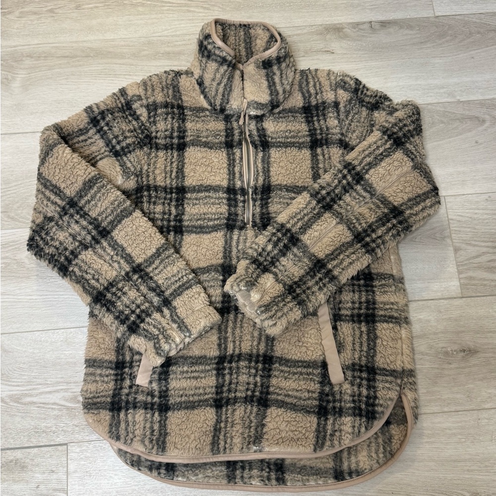 Abercrombie & Fitch Soft Ash Fleece Sherpa Quarterzip Size S